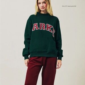 Parke Dark Green Sweatshirt with Red Lettering